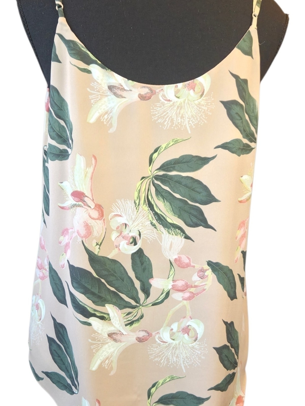 Babaton Floral Print Satin Camisole in Blush and Green Size Small